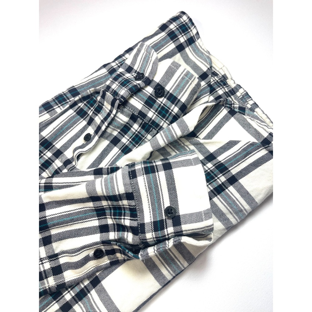 Lauren Ralph Lauren Womens Petite XS Plaid Cotton Button Down Shirt Cream Navy - Picture 13 of 13